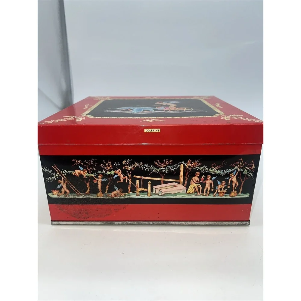 Vintage Huntley‎ & Palmers DOLPHINS Cherub Biscuit Tin